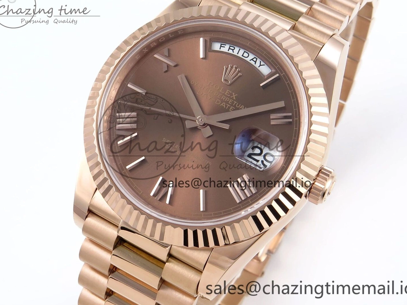 (Gain Best 40 RG A2836 Brown 228235 1:1 Weight) Noob Dial Edition Roman Bracelet President Date Day on 0326